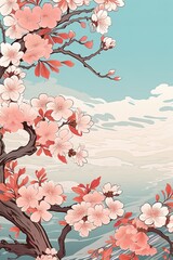 Japanese cherry blossom illustration