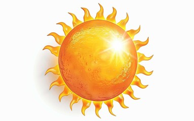 Realistic Sun Graphic with Soft Shadows Isolated on White Background.