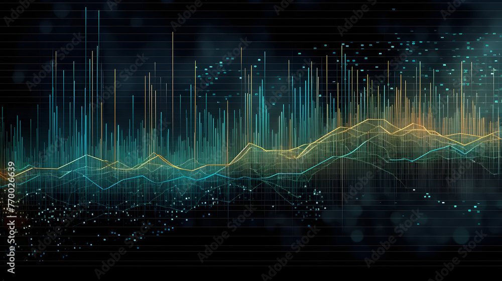 Poster investment chart with colorful lines and graphs