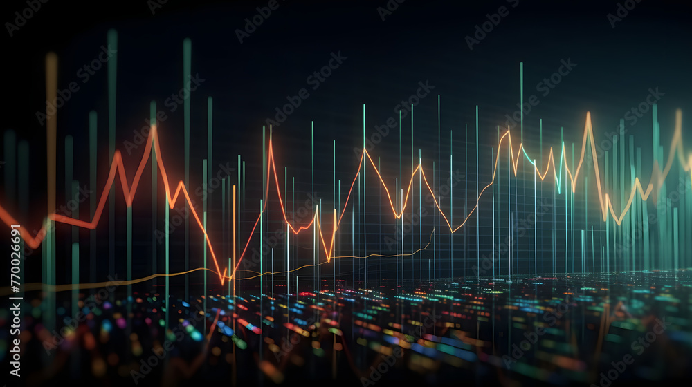 Poster investment chart with colorful lines and graphs