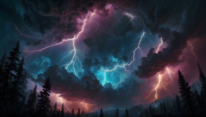 Lightning and thunder in the sky