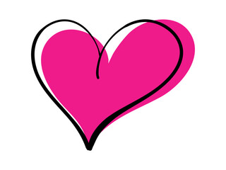 Pink heart doodle icon isolated. Vector love shape valentine illustration.