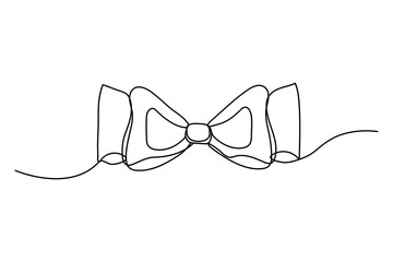 Continuous line bow icon isolated on white background. Vector one line woman bow accessory illustration. 