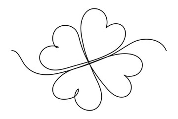 Four Leaf Clover icon isolated. Vector continuous line Clover illustration.