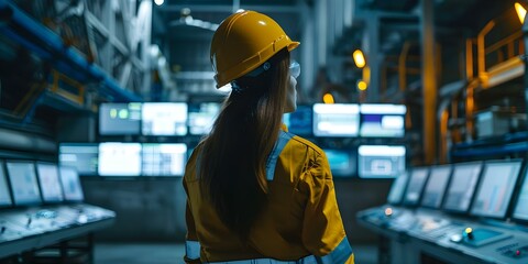 Ensuring Safety Protocols at a Nuclear Power Plant: Radiation Monitoring, Emergency Preparedness, and Equipment Maintenance. Concept Radiation Monitoring, Emergency Preparedness - obrazy, fototapety, plakaty
