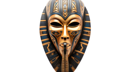 A golden mask adorns a black face, exuding elegance and mystery