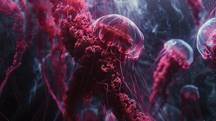 Jellyfish Floating in Water - obrazy, fototapety, plakaty