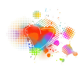 colored heart of blots. hand drawing. Happy Valentine's Day. Not AI, Vector illustration