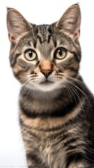 Obraz premium Studio shot of tabby cat looking at camera