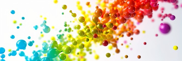 Colorful multicolored enzymes on a white background, enzymes to speed up a chemical reaction, banner