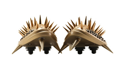 A unique composition of two spikes stacked on top of each other