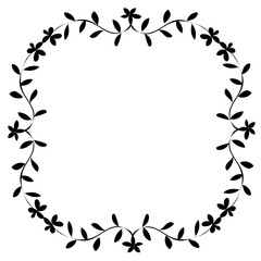 Obraz premium Frame of black flowers and leaves on a white background