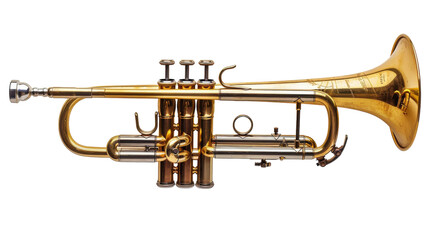 A stylish trumpet against a crisp white backdrop