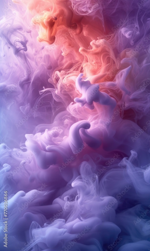 Poster a close up of a purple and pink cloud with smoke. generative ai.