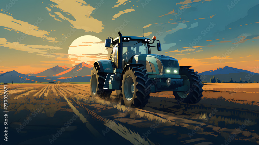 Poster tractor are in the field and there are some sensors