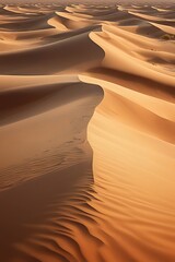 Fototapeta na wymiar Generative ai. a large group of sand dunes in the desert with a sky background, deep golden sand desert, desert dunes