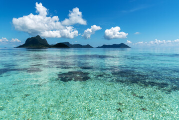 Tropical sea and Bohey Dulang Island in Semporna Sabah Malaysia