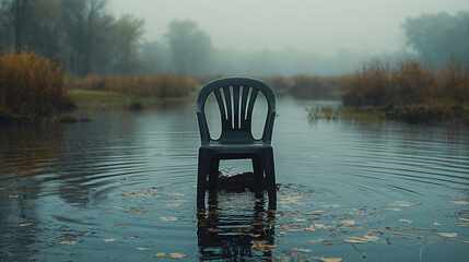 black chair in the water