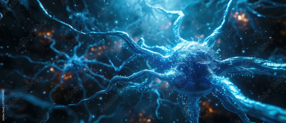 Aufkleber a close up of a neuron in the brain. generative ai.