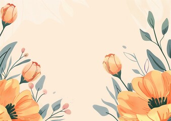 Elegant Spring Floral Background with Blooming Orange Flowers Design