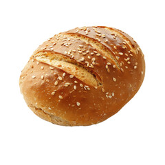 Whole Wheat Bread Roll Isolated on a Transparent Background - obrazy, fototapety, plakaty
