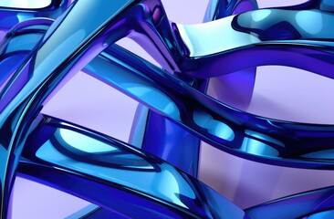 A close up of a blue sculpture with many curves. Generative AI.