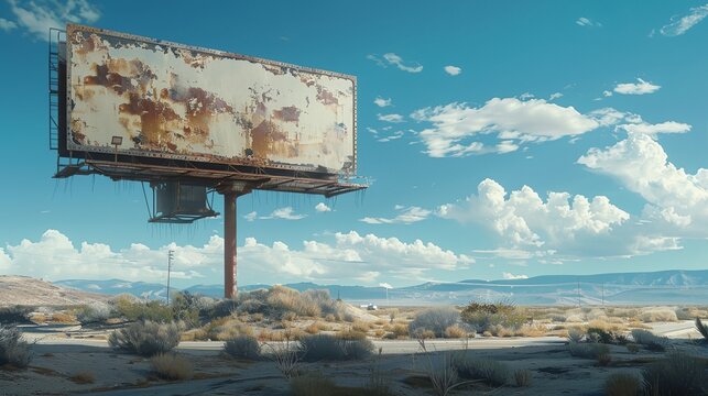 a billboard in a field with a sky background