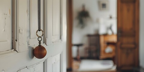 A keychain hanging on a doorknob in a cozy home, symbolizing a festive new beginning. Concept Cozy Home, Keychain Symbolism, Festive New Beginning