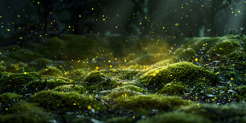 A lush and vibrant moss-covered forest floor.