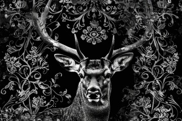 Fototapeta premium deer is being depicted in black and white