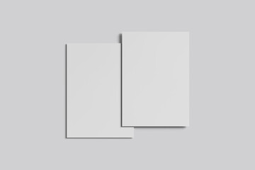 Blank a4 size paper isolated on grey background in top view    
    
