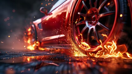 Fiery Burnout Car in Action