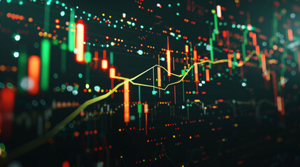Obraz premium Candlestick Chart on Dark Background