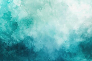 Blue Teal Watercolor Background with Abstract Gradient Turquoise and Green Shades Blurred and Smudged to Create a Unique Blur Effect