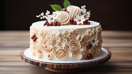 Fototapeta premium Rustic buttercream cake with 