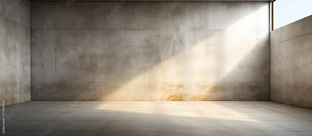 Poster the concrete wall has a single window through which sunlight is filtering, creating a warm atmospher