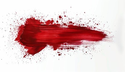 Abstract red paint brush strokes on a white background, depicting the concept of splatter in the style of abstract expressionism.