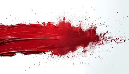 Abstract red paint brush strokes on a white background, depicting the concept of splatter in the style of abstract expressionism.