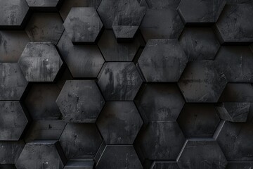 black geometric hexagonal wall