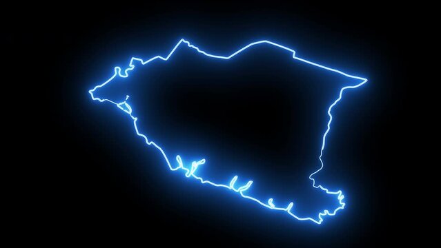 map of Melaka City in Malaysia with a glowing neon effect