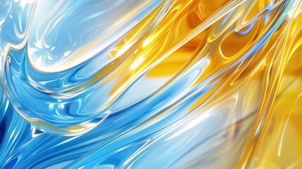 Blue and gold fluid abstract design. Artistic background with swirls and waves