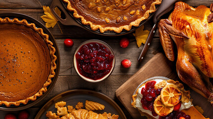 Close-ups of Traditional Thanksgiving Foods Arranged Aesthetically