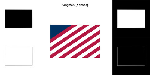 Fototapeta premium Kingman county (Kansas) outline map set