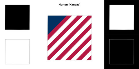 Fototapeta premium Norton county (Kansas) outline map set