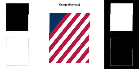 Osage county (Kansas) outline map set