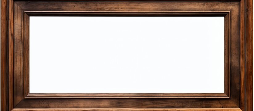 A wooden picture frame with a white background, featuring a rectangular shape and various tints and shades of brown. The frame is made of composite wood material with a square pattern