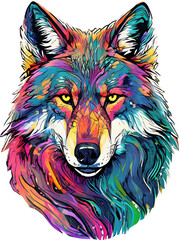 colorful art wolf - youth t-shirt design, new season