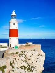Fototapeta na wymiar Red and white lighthouse in Gibraltar