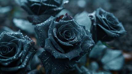 Black Roses in Vintage Frame Generative AI