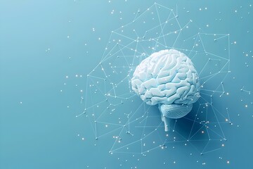 Minimal Blue Digital Brain Symbolizing Online Education and Cognitive Potential
